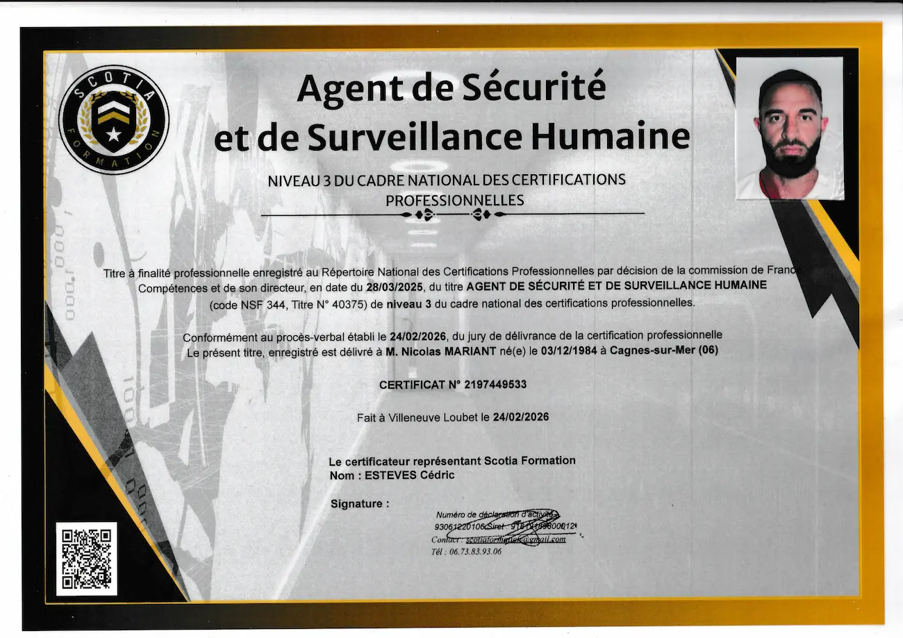 Diplôme d'Agent de Prévention et de Sécurité
