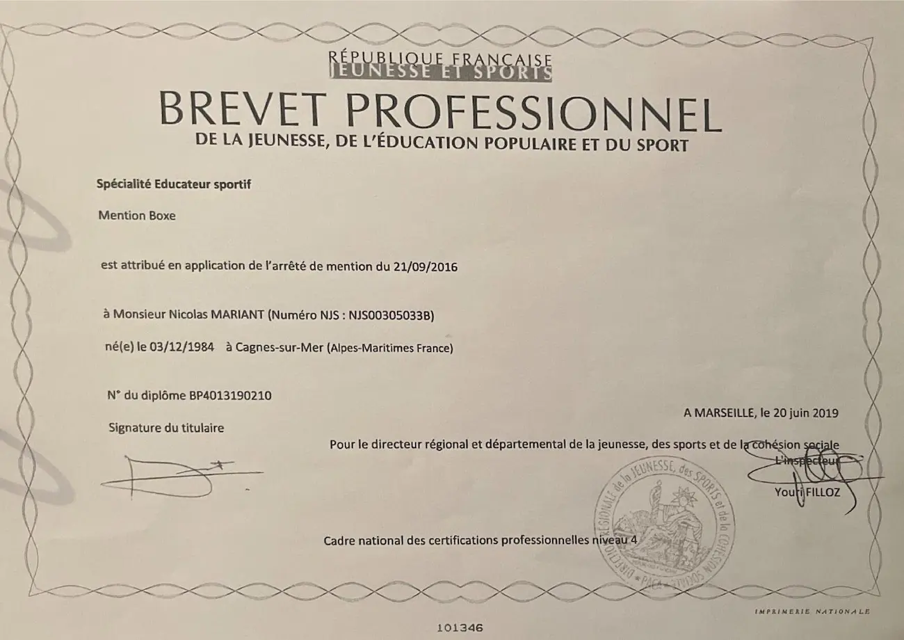 BPJEPS Éducateur Sportif mention Boxe